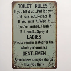 Funny Bathroom - Toilet Rules Signs For Home Poster