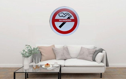 No Smoking Round Embossed Metal Tin Sign Poster