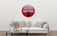 Que La Musica Round Embossed Metal Tin Sign Poster