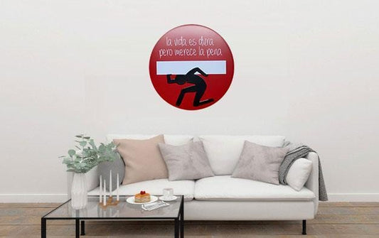 La Vida Es Dura Round Embossed Metal Tin Sign Poster