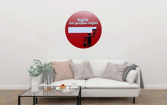 Sigue Tus Propias Round Embossed Metal Tin Sign Poster