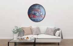 Garage Service & Repair Round Embossed Metal Tin Sign Poster
