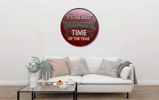 Its The Most Wonderful Time Round Embossed Metal Tin Sign Poster