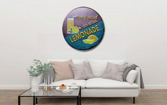 Fresh Squeezed Lemonade Round Embossed Metal Tin Sign Poster