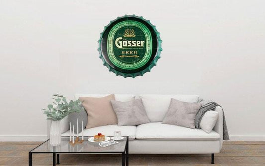 Gosser Round Embossed Bottle Beer Cap Metal Tin Sign Poster