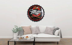 Miller Beer Cap Metal Tin Sign Poster