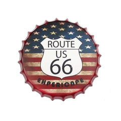 Route  66 Beer Cap Metal Tin Sign Poster