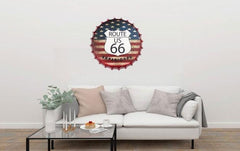 Route  66 Beer Cap Metal Tin Sign Poster