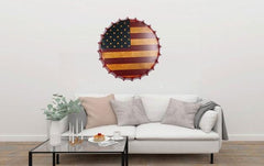 US Flag Print Beer Cap Metal Tin Sign Poster