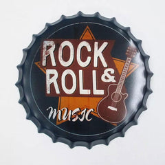 Rock & Roll Music Beer Cap Metal Tin Sign Poster