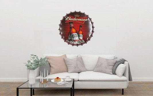 Budweiser Beer Cap Metal Tin Sign Poster