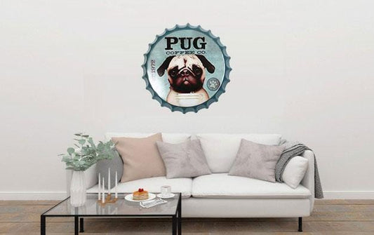 Pug Coffee Co Beer Cap Metal Tin Sign Poster