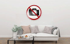 Photography  - Camera Not Allowed  Sign Round Embossed Cap Metal Tin Sign Poster