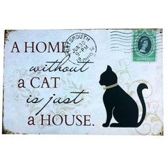 Vintage Cat Flamingo Tin Wall Poster