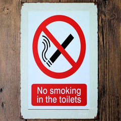 No Smoking in Toilets Sign Tin Poster