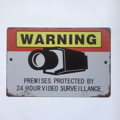 Video Surveillance Warning Metal Tin Poster