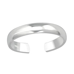 Adjustable plain 925 sterling silver toe ring with a polished 3 mm open band, presented in a sturdy gift box and available in Australia.