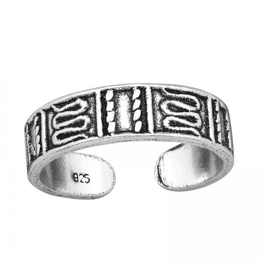 Silver Patterned  Toe Ring