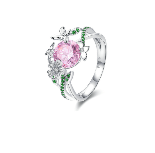 Silver Butterfly Engagement Ring