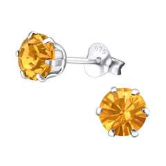 Silver Round Stud Earrings