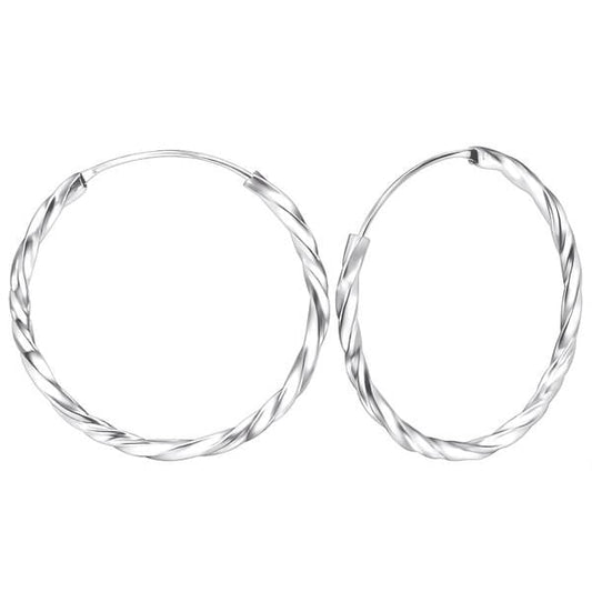 Silver 50mm Twisted Circle Hoop earrings