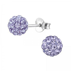 Silver Crystal Ball Stud Earrings