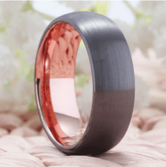 Tungsten 8mm Rose Gold Wedding Ring for Men