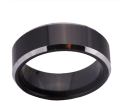Tungsten Black Silver Wedding Ring