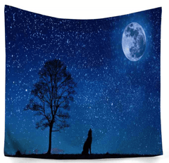 Wolf and Galaxy Wall Tapestry