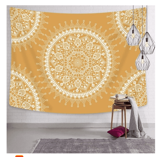Yellow Mandala Wall Art Tapestry
