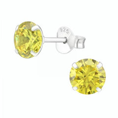 Silver Birthstone Stud Earrings