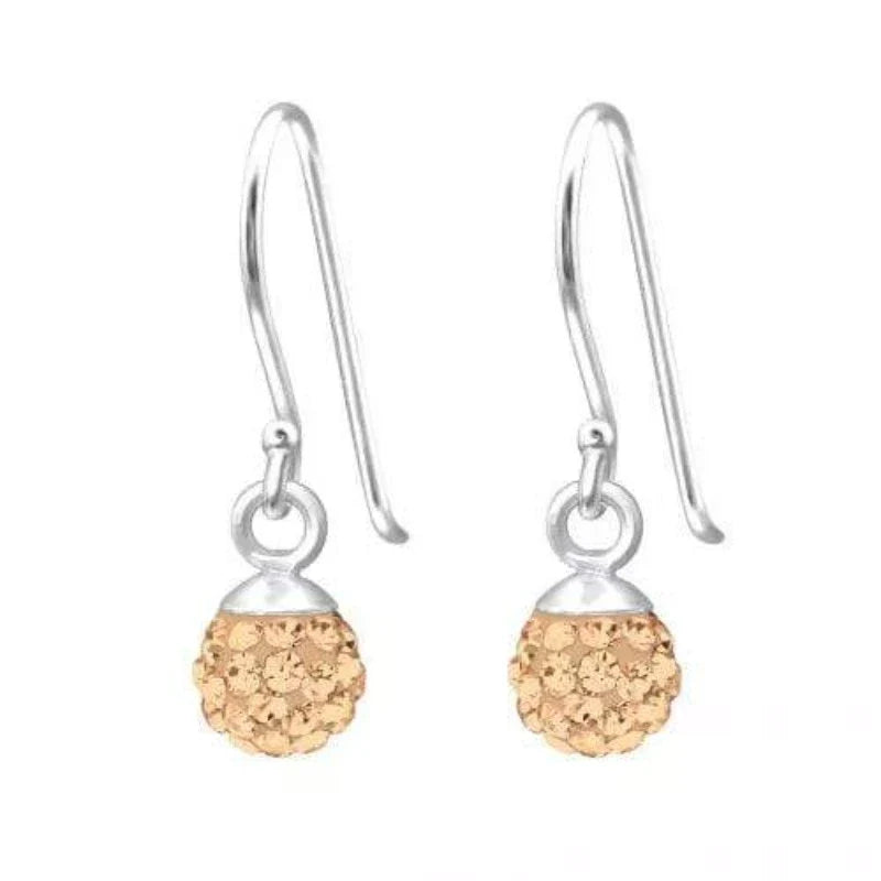 Silver Crystal Ball Earrings