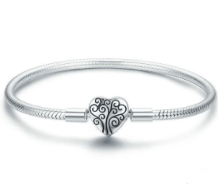 Sterling Silver Tree of Life Heart Bracelet
