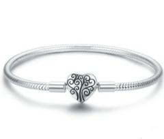 Sterling Silver Tree of Life Heart Bracelet