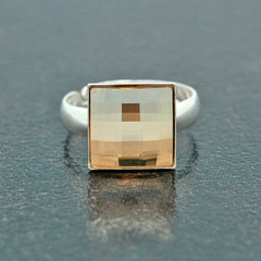 Sterling Silver Chessboard Golden Shadow Ring