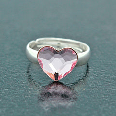 Sterling Silver Heart Rosaline Crystal Ring