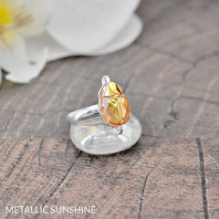 Sterling Silver Metallic Sunshine Crystal Ring