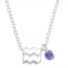 Silver Aquarius Zodiac Sign Necklace