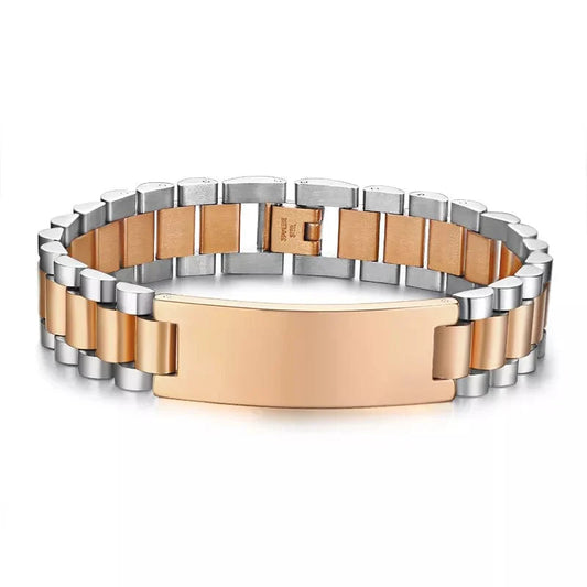 Mens Stainless Steel Bracelet Rose Gold
