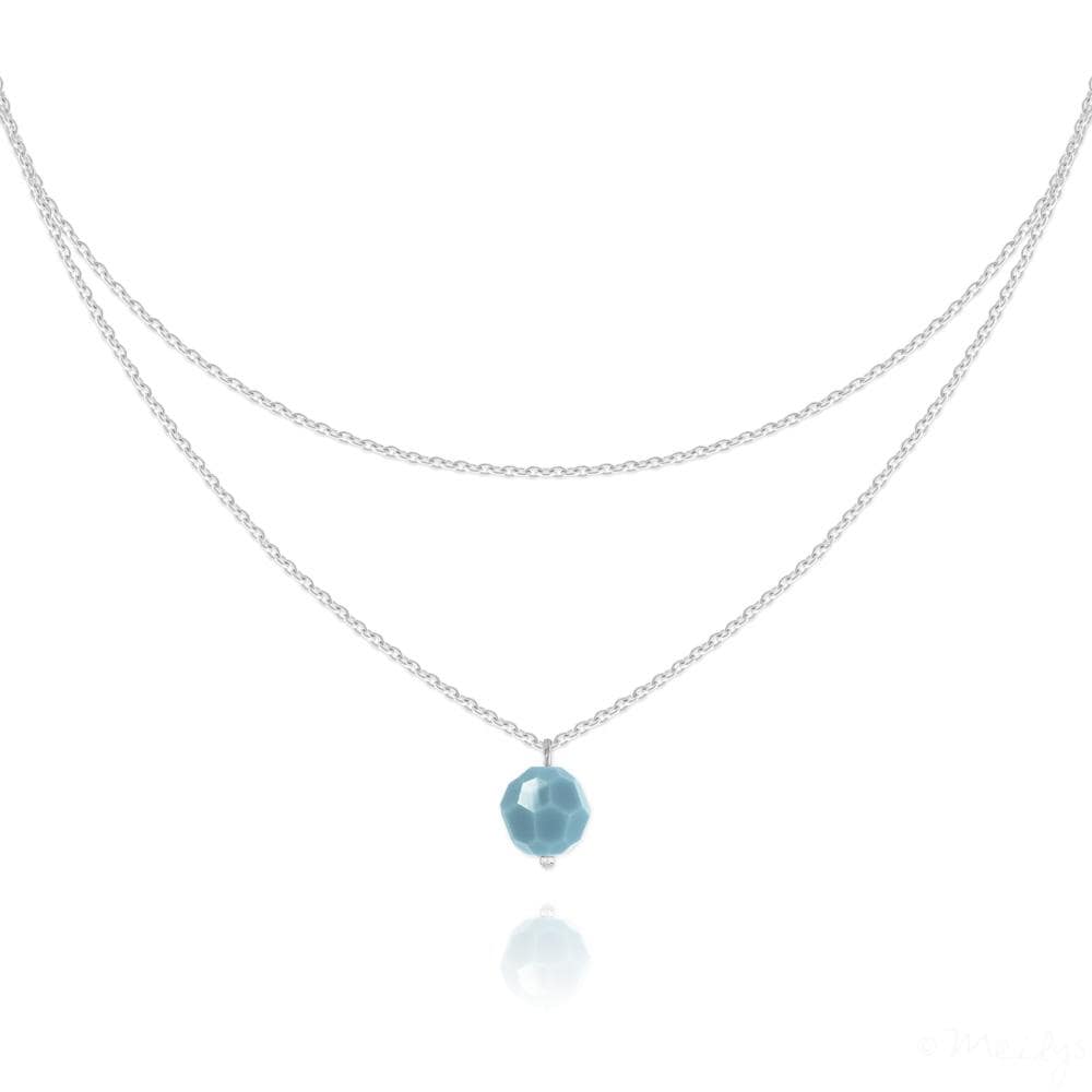 Silver Long Double Chain Turquoise Choker