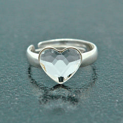 Silver Heart Crystal Ring