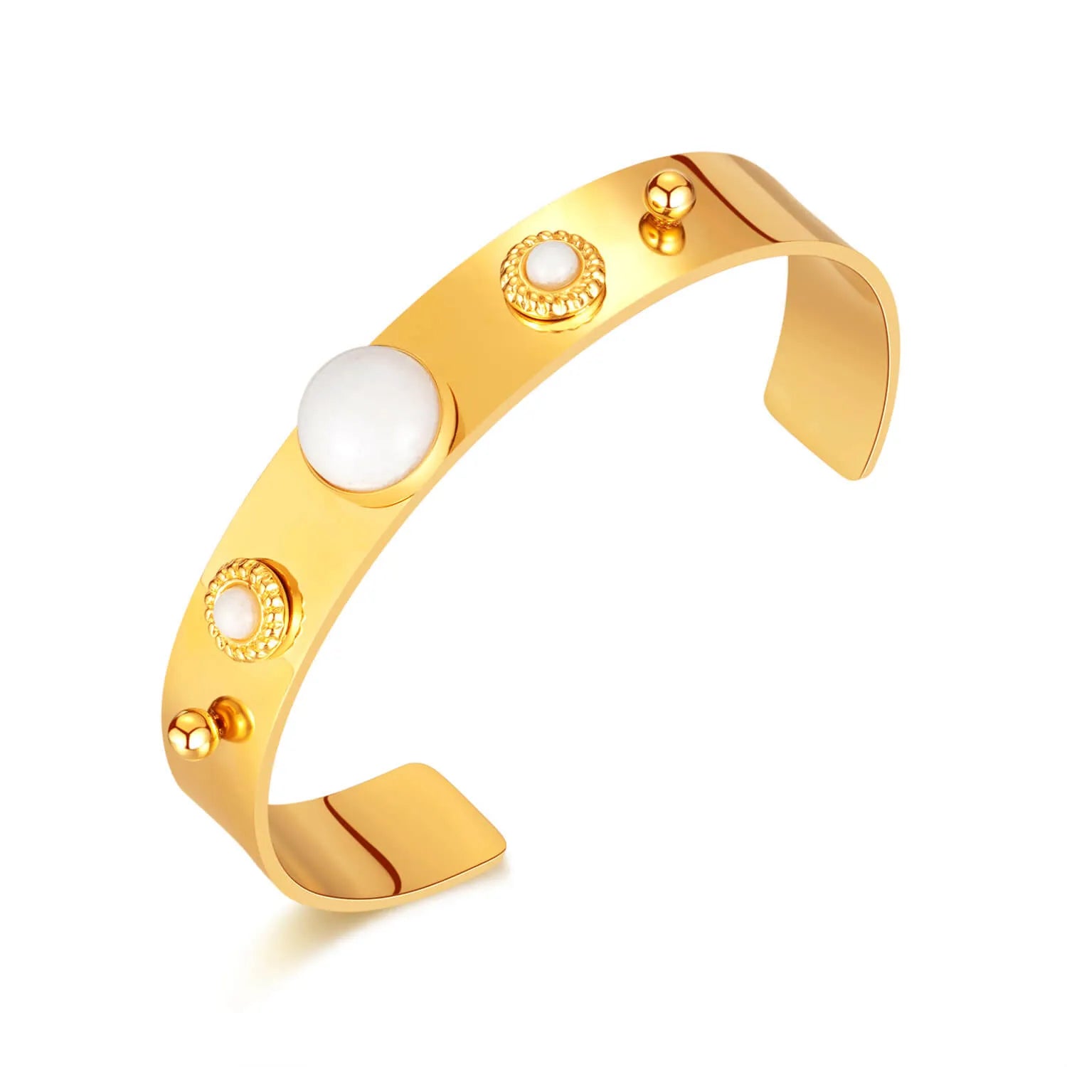 Steel White Jade Stone Bangle