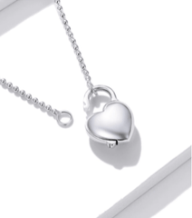 Silver Heart Lock Love Necklace