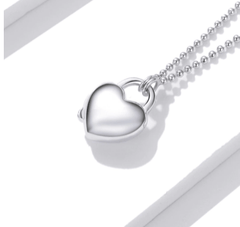 Silver Heart Lock Love Necklace