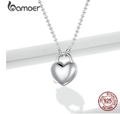 Silver Heart Lock Love Necklace