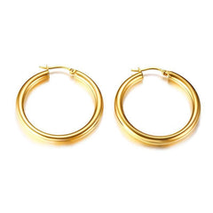 Stainless Steel Simple Hoop Earrings For Ladies