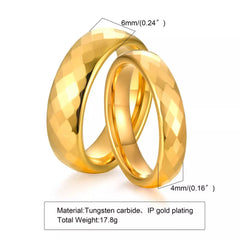 Tungsten Carbide Gold Couple Wedding Ring