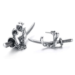 Stainless Steel Mens Sword Earrings