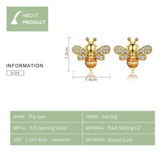 Silver and Gold Bee Earrings