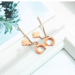 Steel Rose Gold Long Tassel Earrings